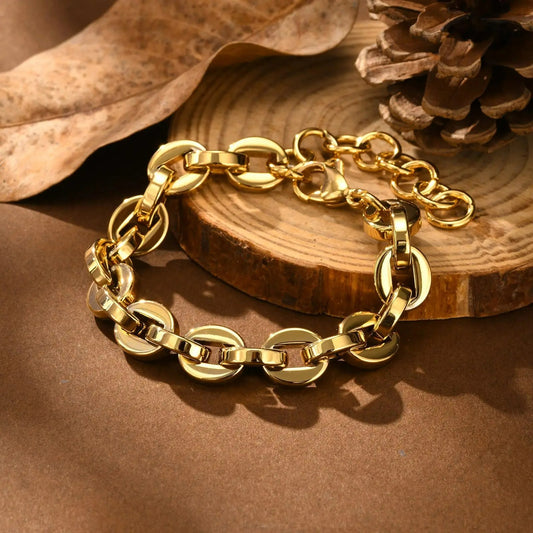 Bracelet Grosse Maille Femme Raffiné Acier Inoxydable