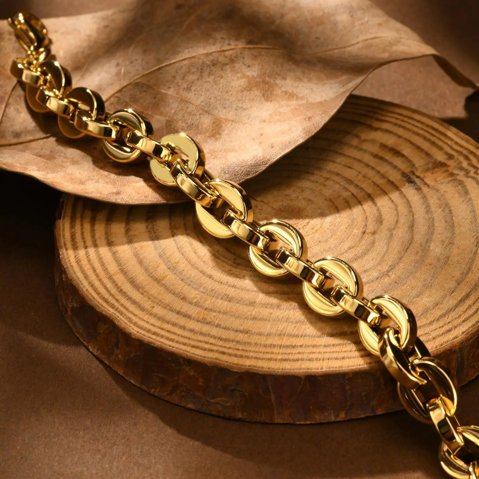 Bracelet Grosse Maille Femme Raffiné Acier Inoxydable