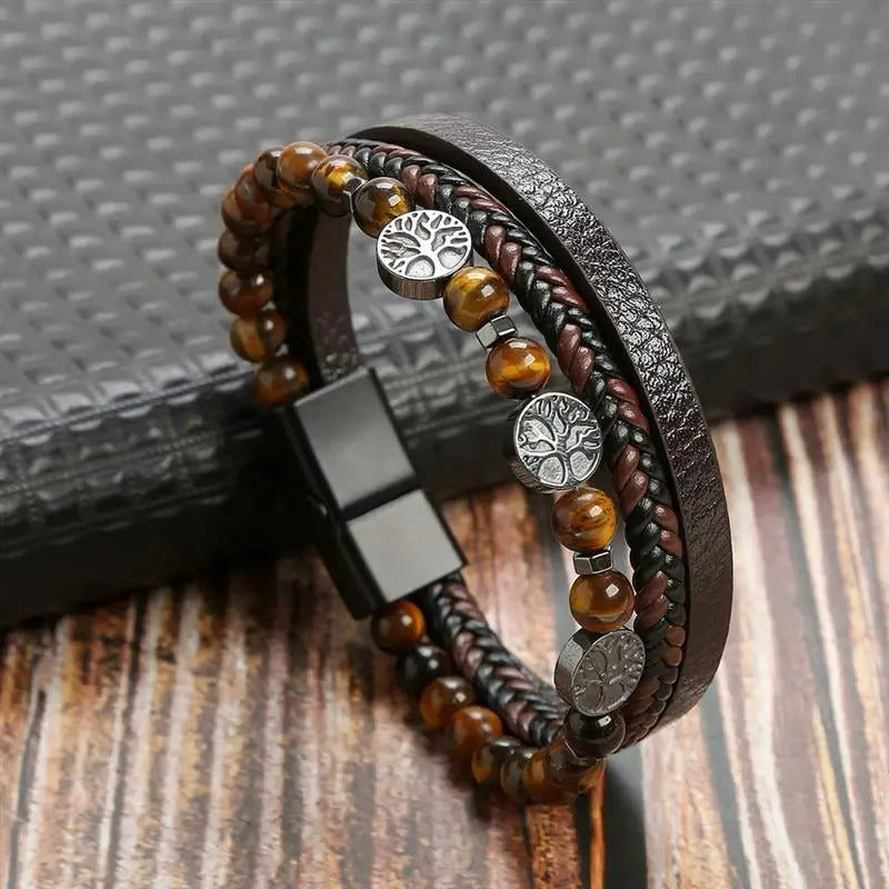 Bracelet Homme Arbre De Vie Et Perles