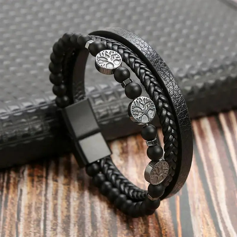 Bracelet Homme Arbre De Vie Et Perles