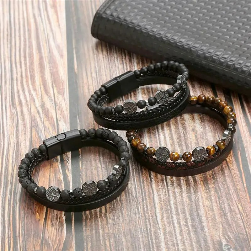 Bracelet Homme Arbre De Vie Et Perles