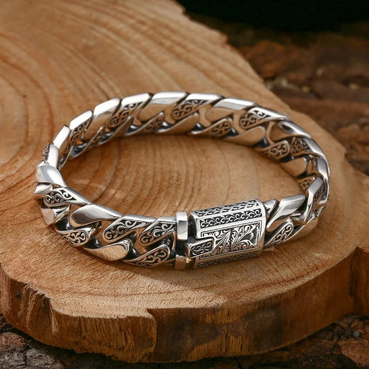 Bracelet Homme Argent Gravé Viking
