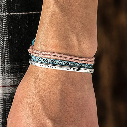 Bracelet Homme Argent Jonc Gravé Fin