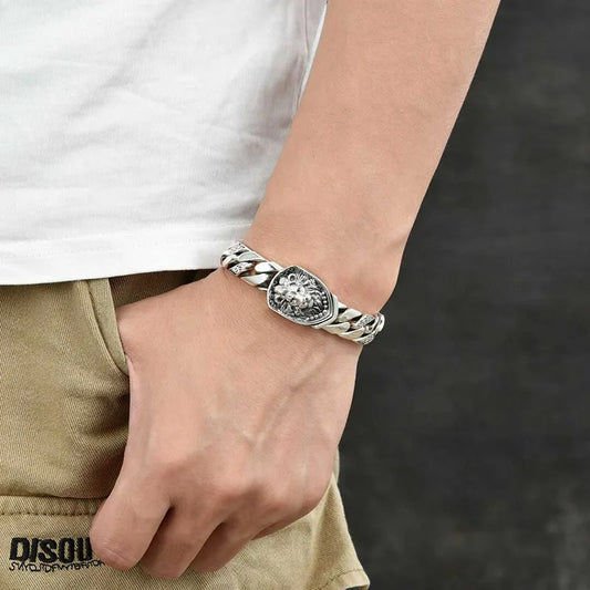 Bracelet Homme Argent Lion Force Symbolique