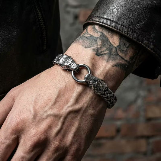 Bracelet Homme Argent Tête Serpent