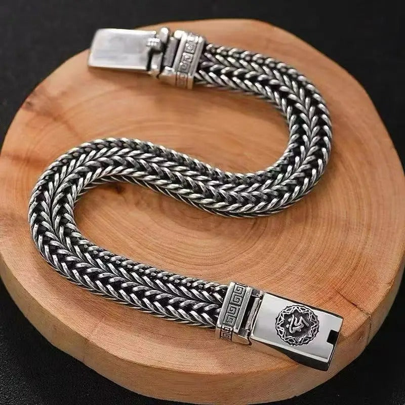 Bracelet Homme Argent Tressage Et Relief