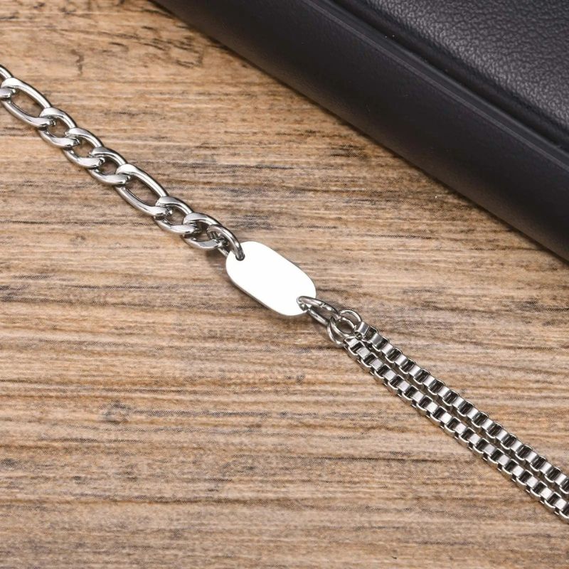 Bracelet Homme Initiale Chaînes Asymétriques Acier Inoxydable