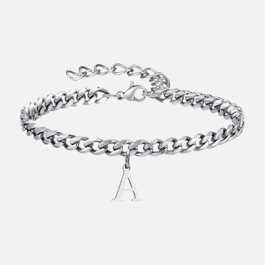 Bracelet Homme Initiale à Maillons Acier Inoxydable