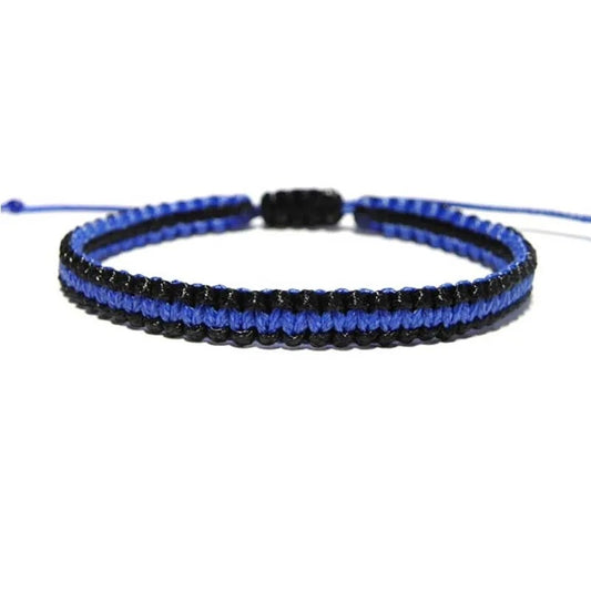 Bracelet Homme Macramé Bleu Et Noir Ajustable