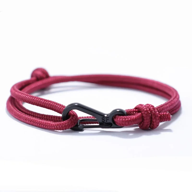 Bracelet Homme Macramé Corde Et Métal Noir