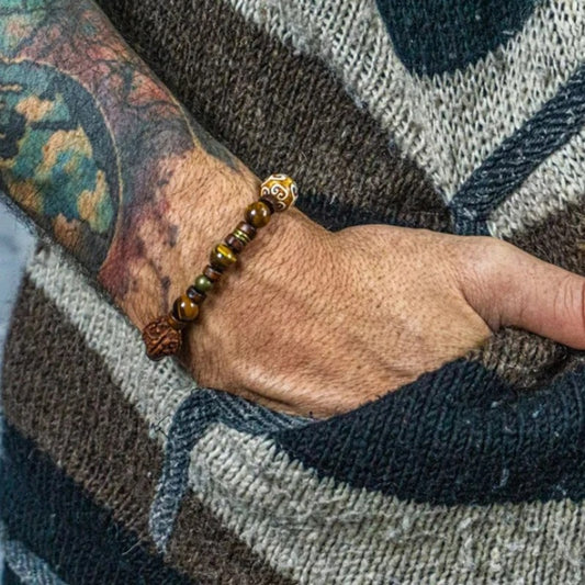 Bracelet Homme Perle Bois Fauve