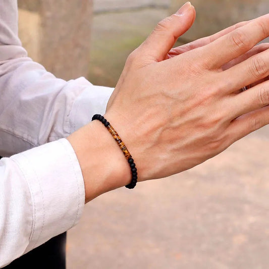 Bracelet Homme Perles Fines Onyx Œil De Tigre