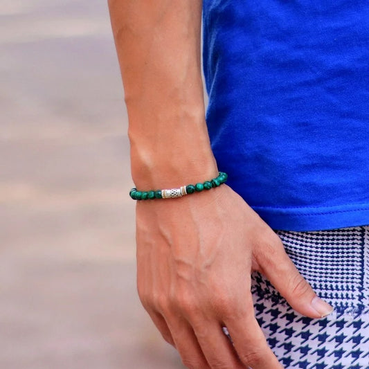 Bracelet Homme Perles Pierre Naturelle Métal
