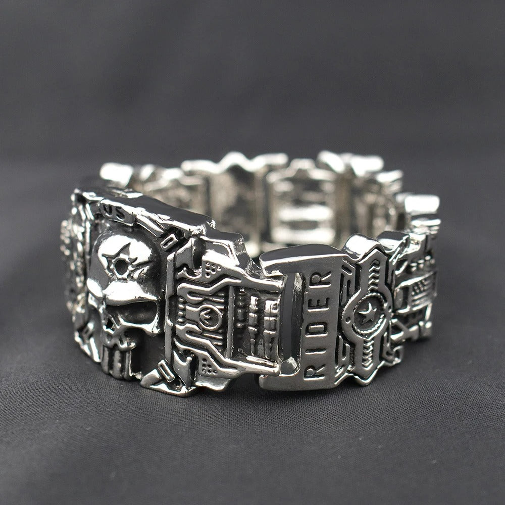 Bracelet Homme Tête de Mort Motard