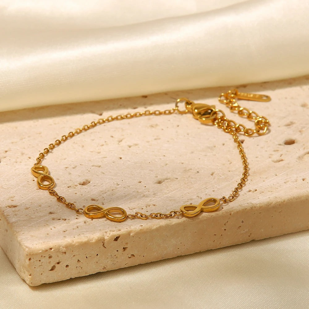 Bracelet Infini Femme Acier Inoxydable Doré