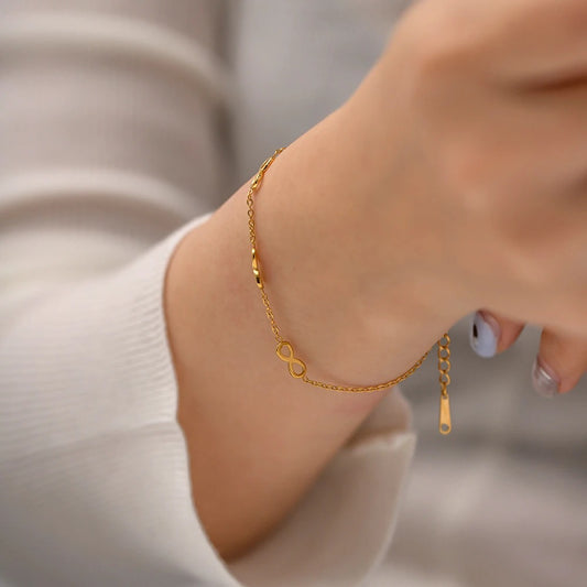 Bracelet Infini Femme Acier Inoxydable Doré