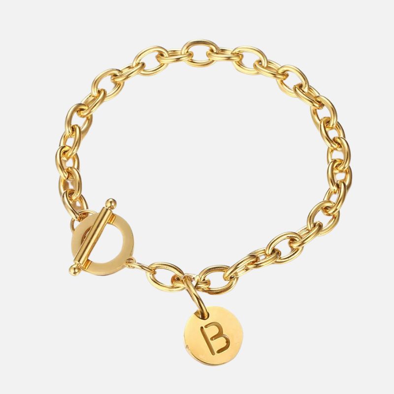 Bracelet Initiale Femme Chaine Acier Inoxydable