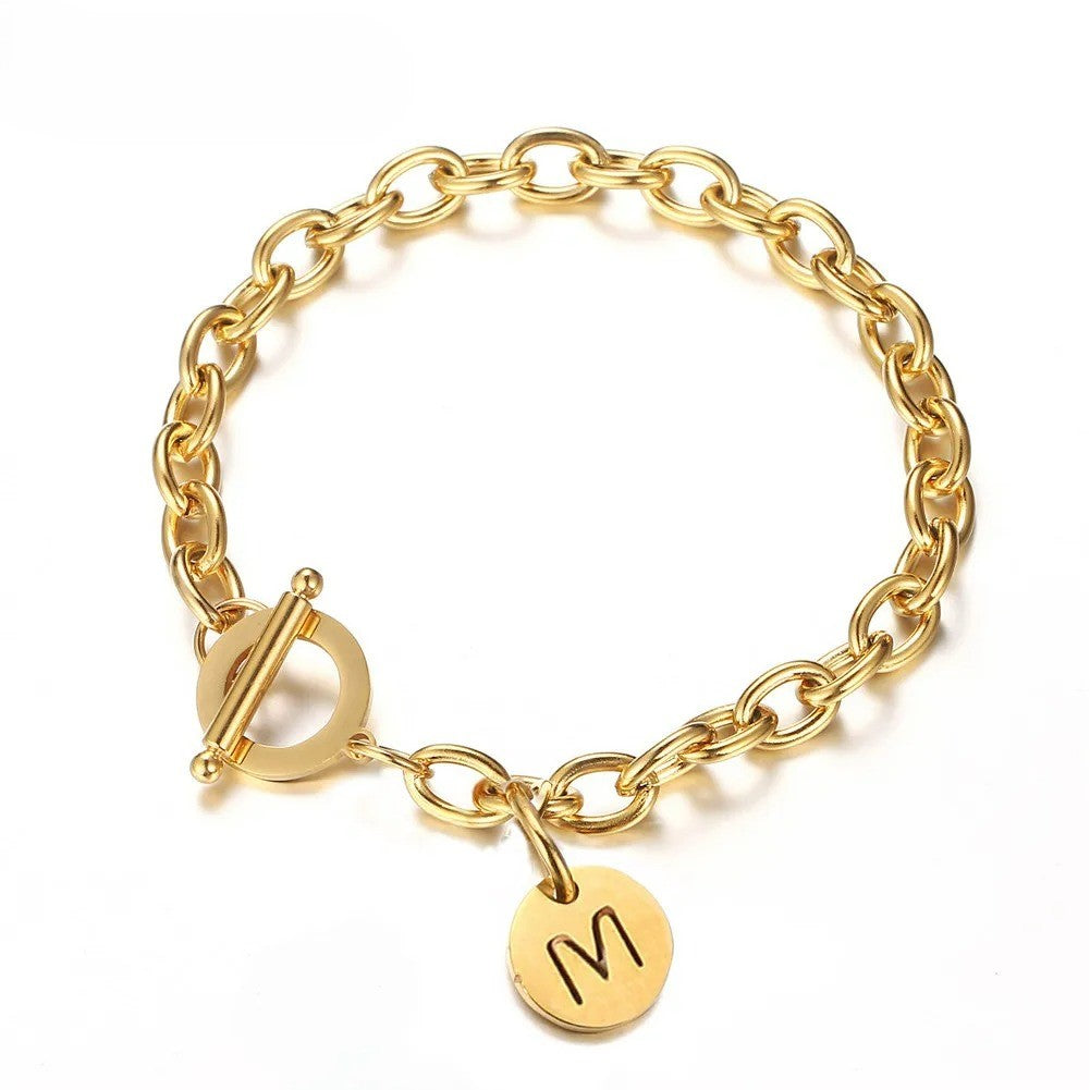 Bracelet Initiale Femme Chaine Acier Inoxydable