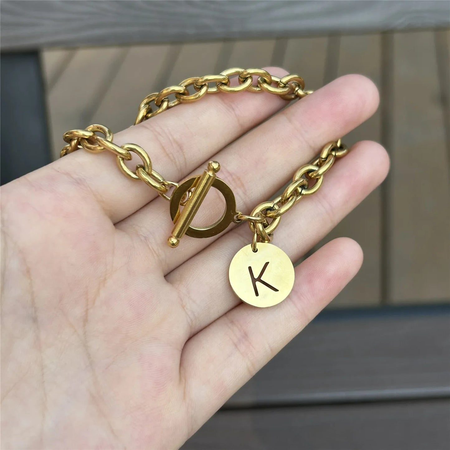 Bracelet Initiale Femme Chaine Acier Inoxydable