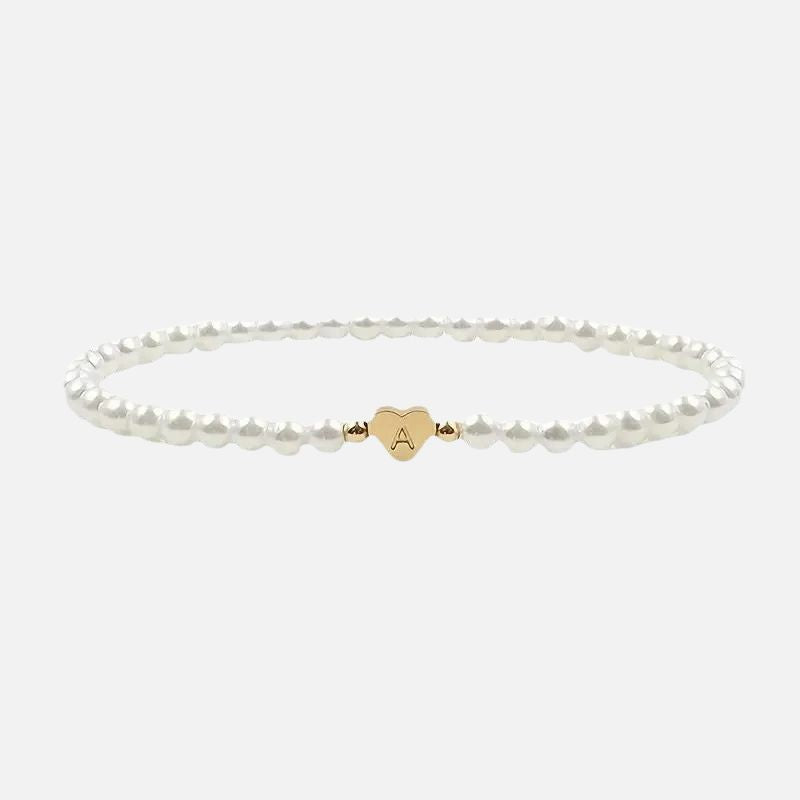 Bracelet Initiale Femme Cœur et Perles