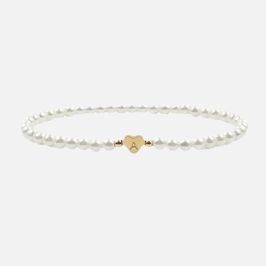 Bracelet Initiale Femme Cœur et Perles