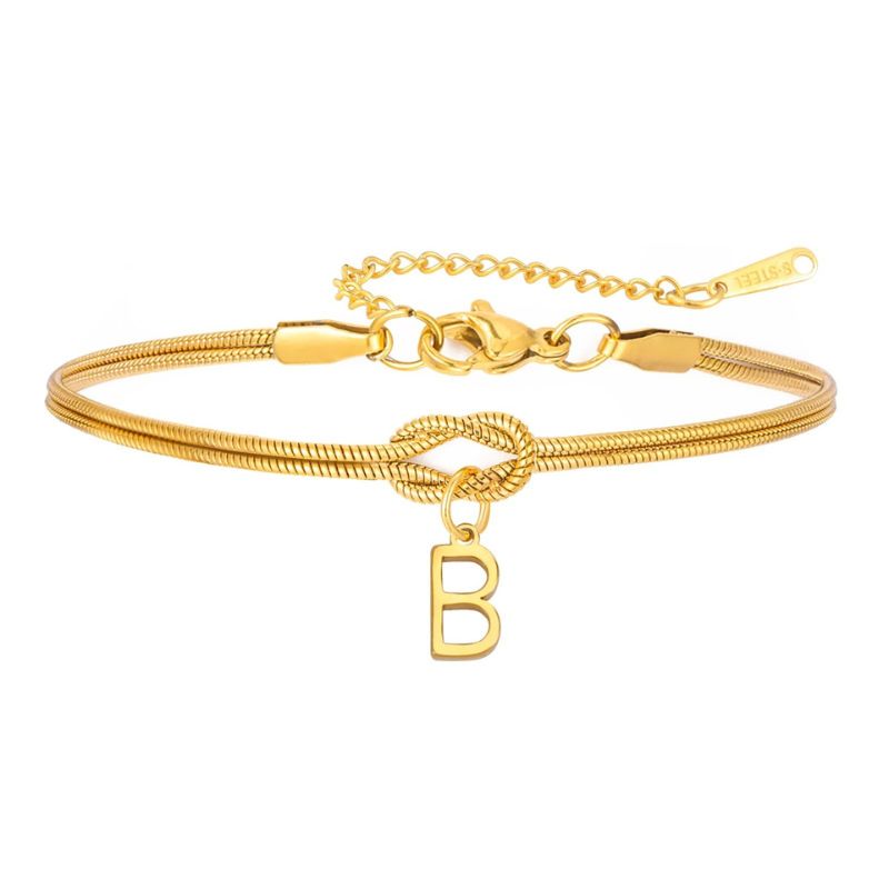 Bracelet Initiale Femme Nœud Acier Inoxydable
