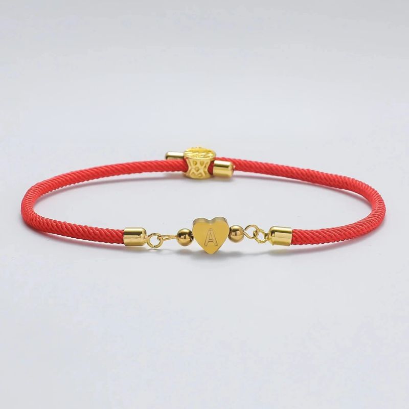Bracelet Initiale Femme Réglable et Cœur