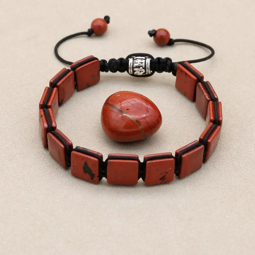 Bracelet Jaspe Rouge Carré