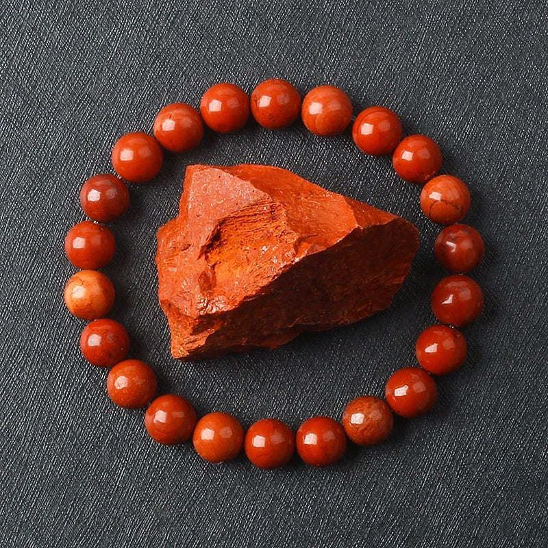 Bracelet Jaspe Rouge Pierres Rondes