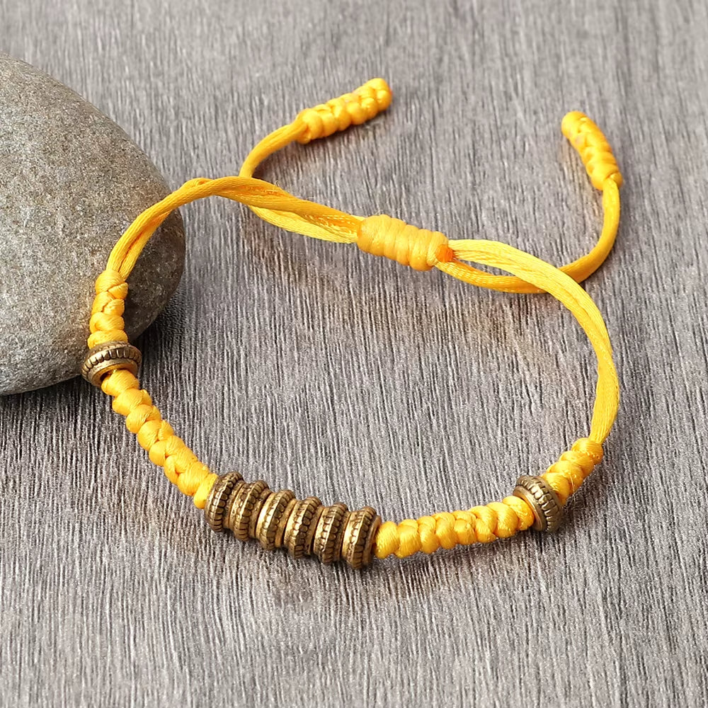 Bracelet Jaune Tressé Style Tibétain