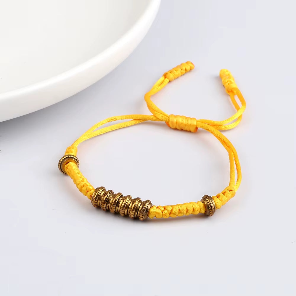 Bracelet Jaune Tressé Style Tibétain