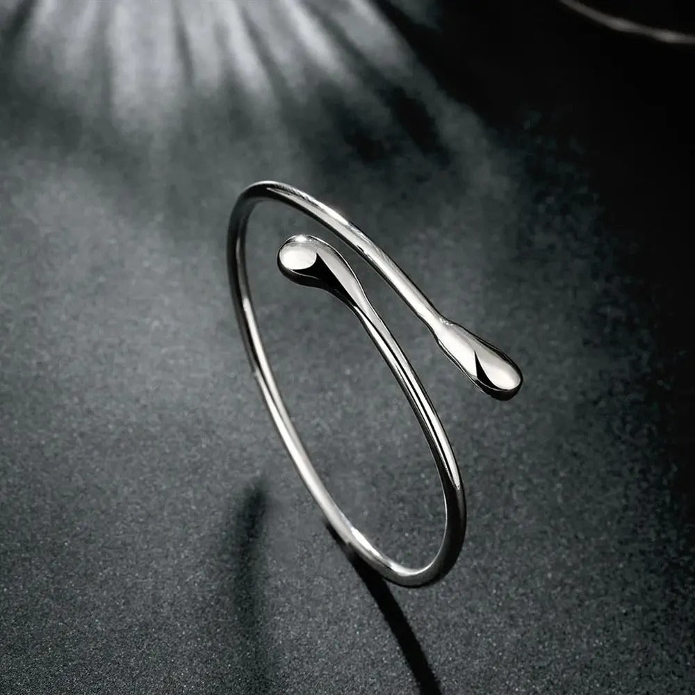 Bracelet Jonc Femme Argenté Effet Gouttelettes