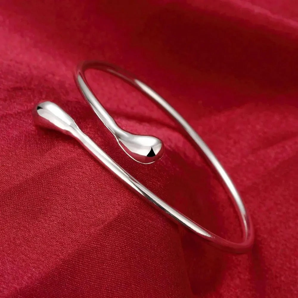 Bracelet Jonc Femme Argenté Effet Gouttelettes