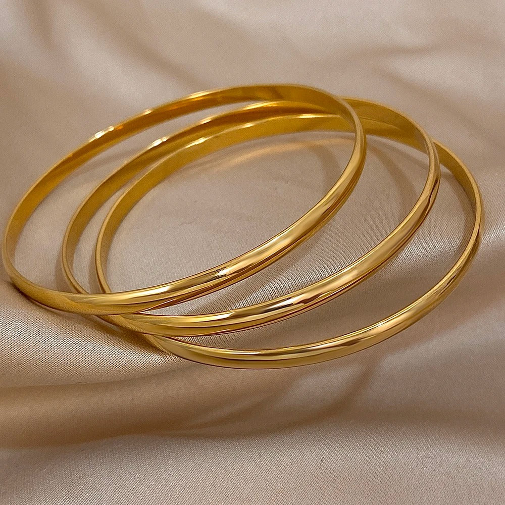 Bracelet Jonc Femme Doré Triple – Acier inoxydable