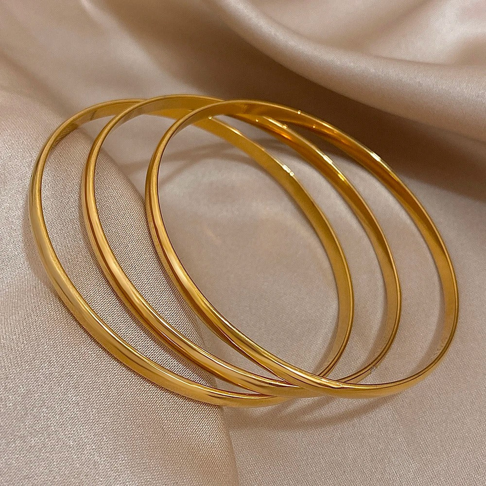 Bracelet Jonc Femme Doré Triple – Acier inoxydable