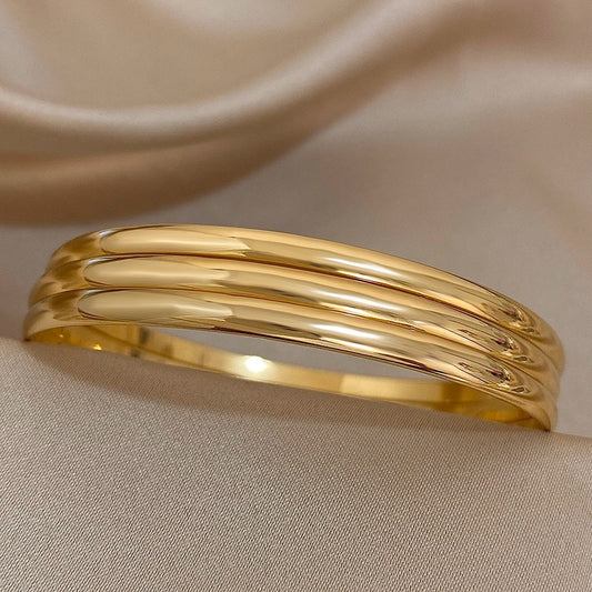 Bracelet Jonc Femme Doré Triple – Acier inoxydable