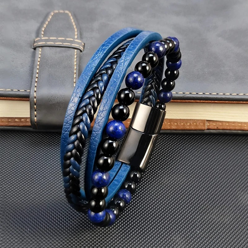 Bracelet Lapis Lazuli Homme Fermoir Métal