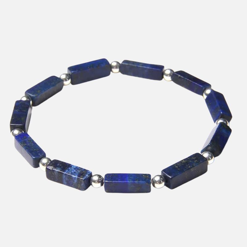 Bracelet Lapis Lazuli Homme Perles Rectangles