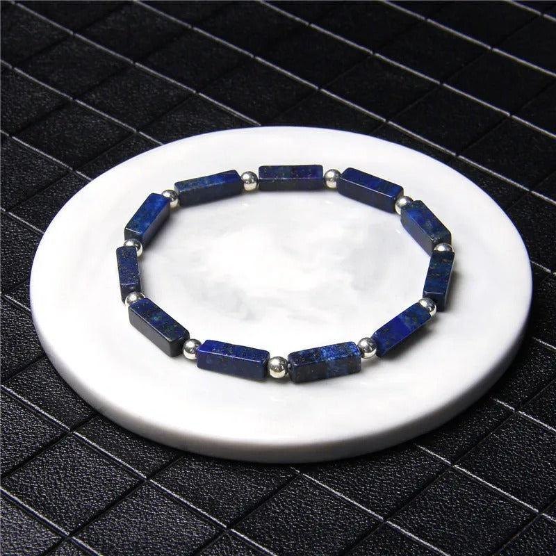 Bracelet Lapis Lazuli Homme Perles Rectangles