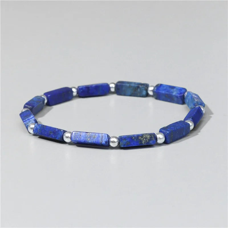 Bracelet Lapis Lazuli Homme Perles Rectangles