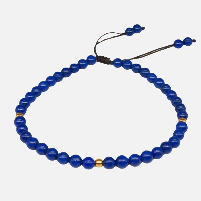 Bracelet Lapis Lazuli Homme Perles Rondes et Cordon