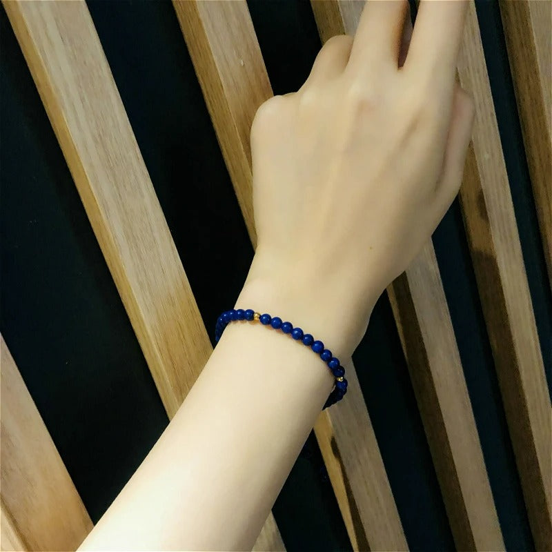 Bracelet Lapis Lazuli Homme Perles Rondes et Cordon