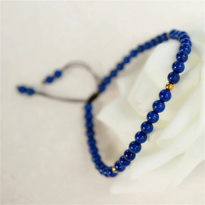 Bracelet Lapis Lazuli Homme Perles Rondes et Cordon