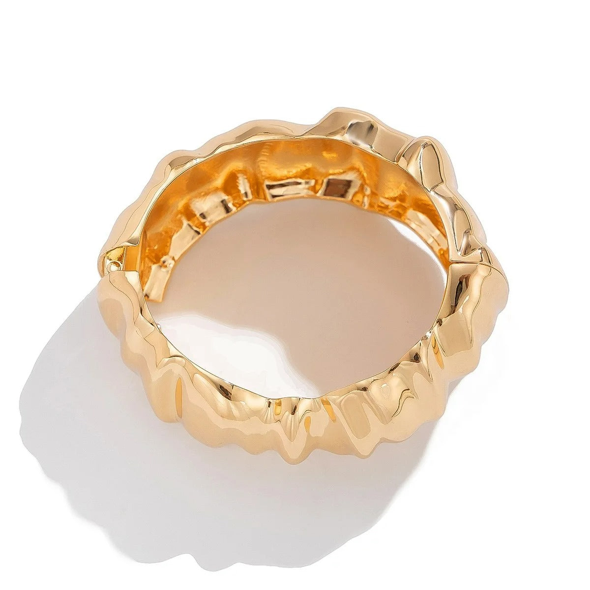 Bracelet Large Femme Doré Sculptural – Lot de 3