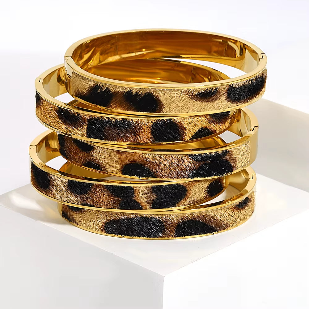 Bracelet Léopard Chic en Acier Inoxydable