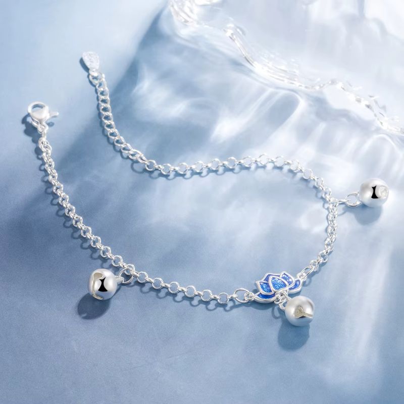 Bracelet Lotus Femme Bleu Breloques Et Harmonie