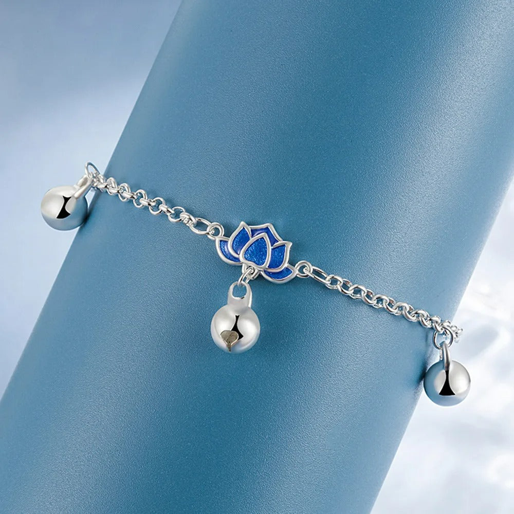 Bracelet Lotus Femme Bleu Breloques Et Harmonie