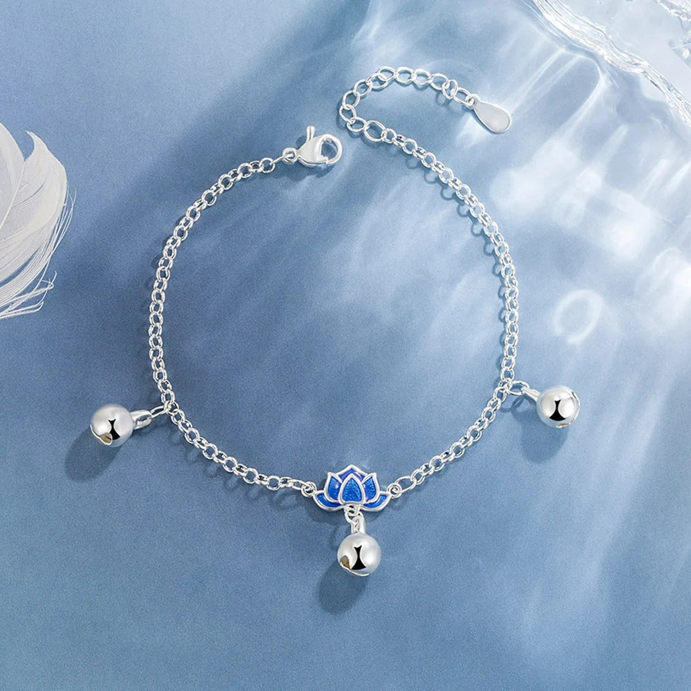 Bracelet Lotus Femme Bleu Breloques Et Harmonie