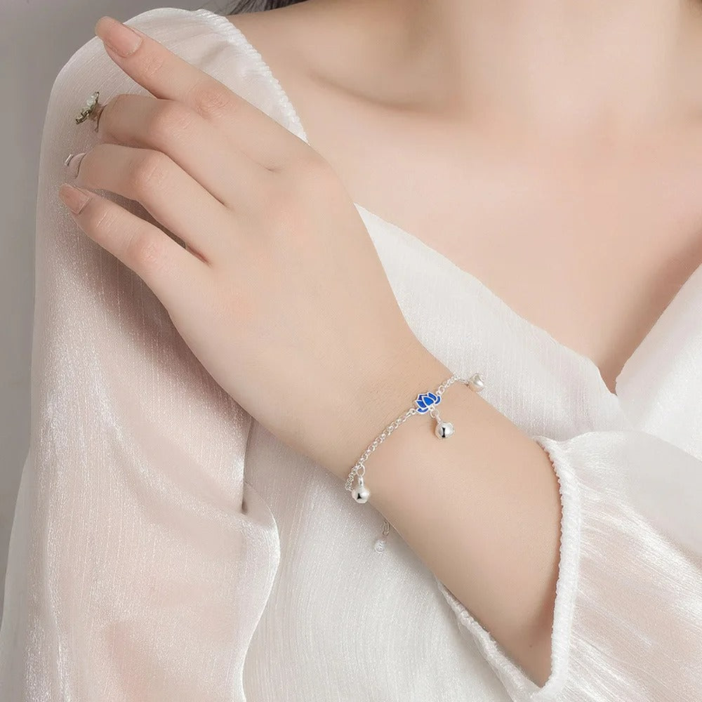 Bracelet Lotus Femme Bleu Breloques Et Harmonie