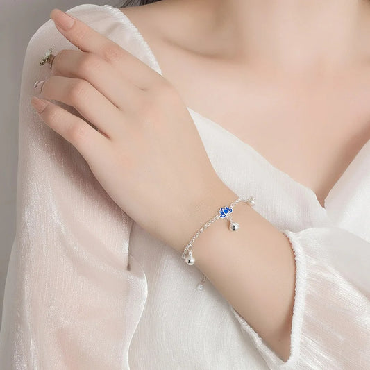Bracelet Lotus Femme Bleu Breloques Et Harmonie